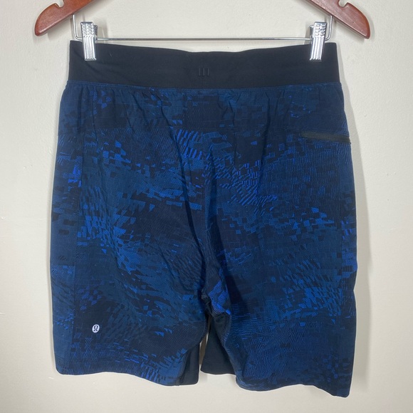 Men's LULULEMON 9.5" Inseam Workout Shorts Medium Blue/Black - Picture 5 of 10